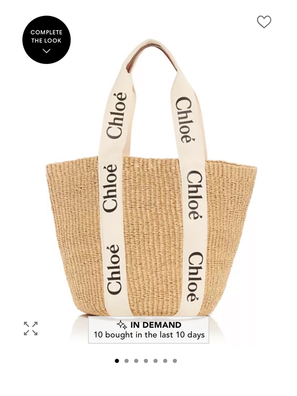 Chloé Natural Straw Tote with Cream Logo Ribbon Handles